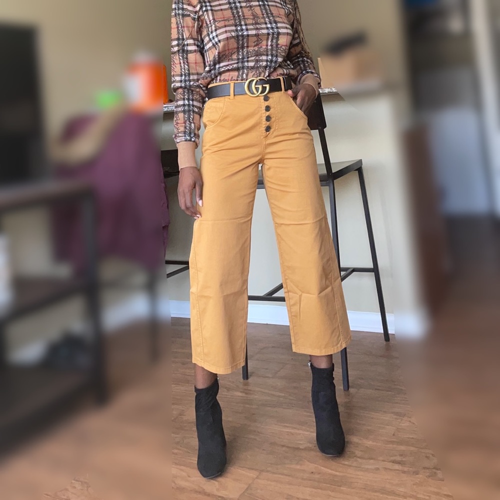 Joie Mustard High Waist Crop Pants - Picture 5 of 9